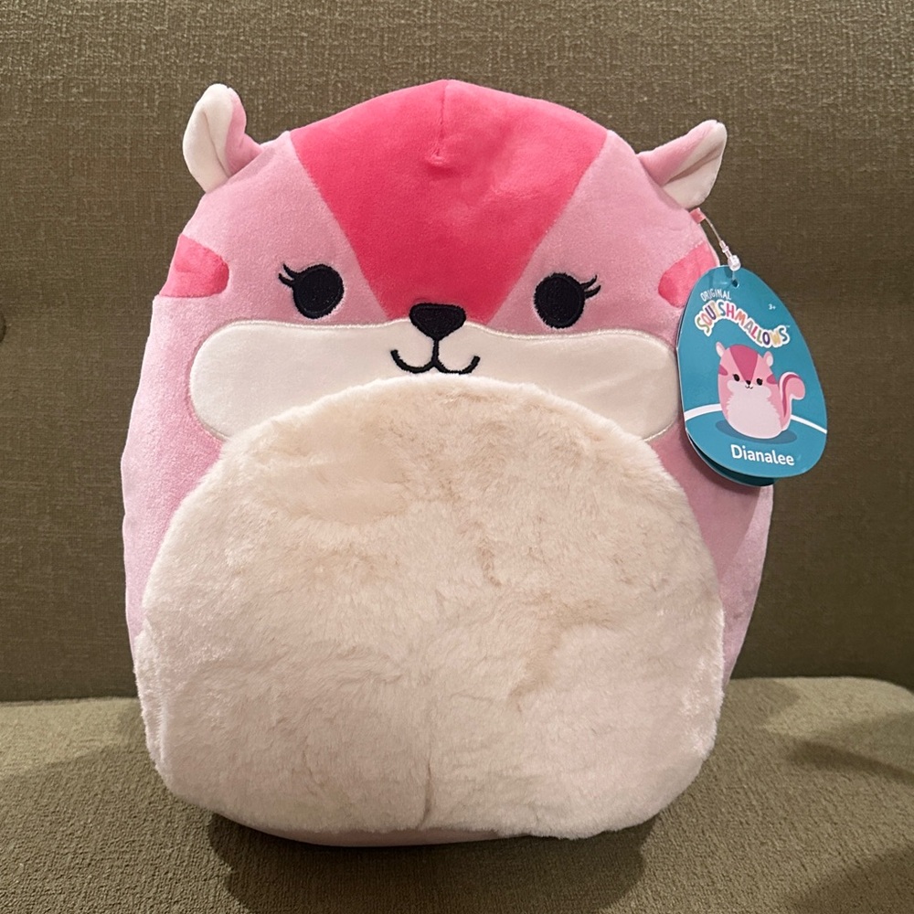 Squishmallows Pink and Cream Squirrel Plush Toy